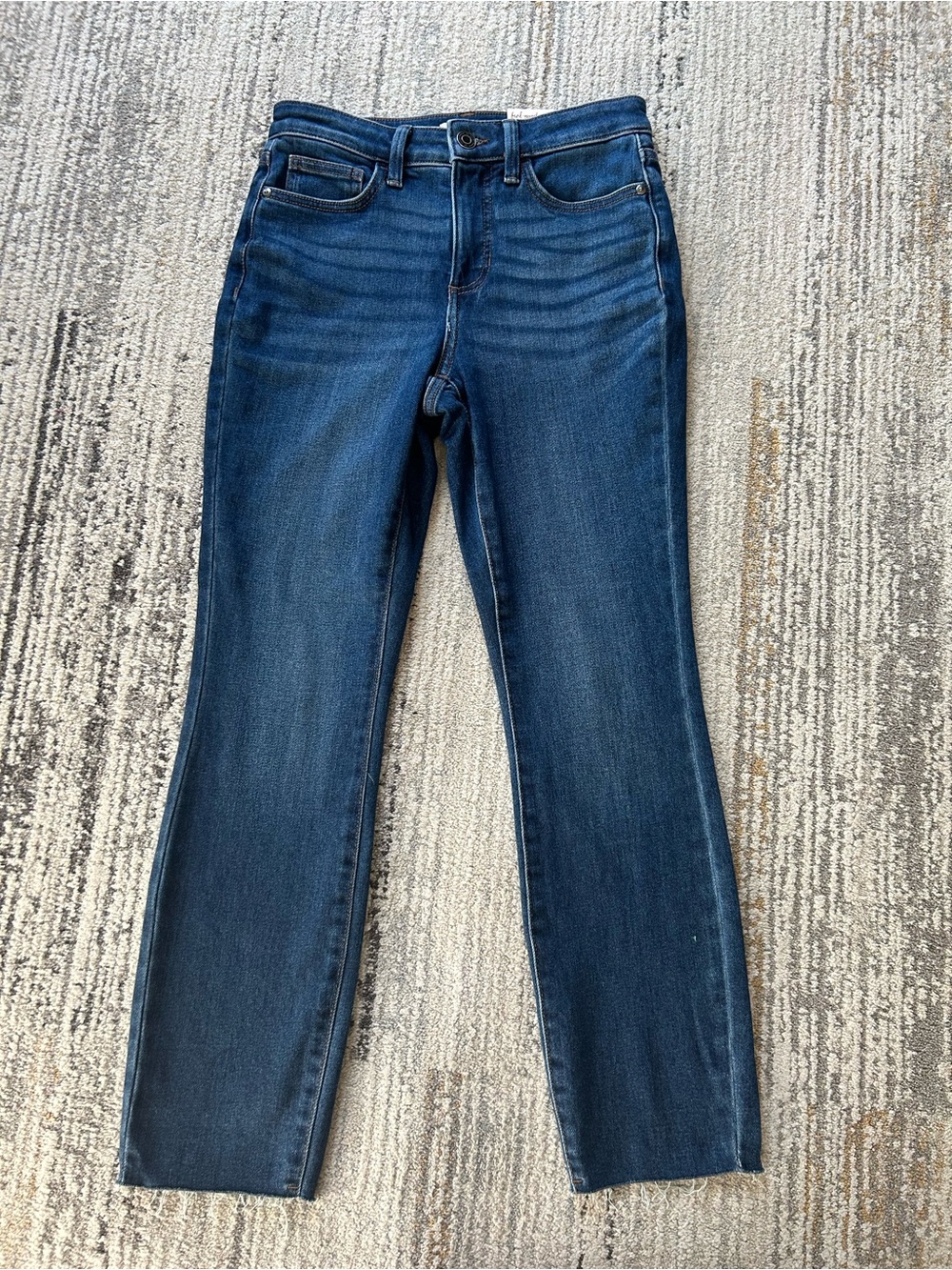 LC Lauren Conrad Dark Indigo Straight Skinny Jeans with Raw Hem